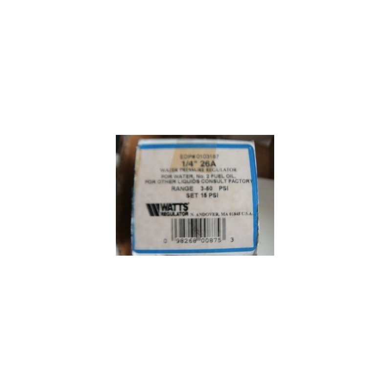 WATTS 1/4 26A RANGE 3-50PSI WATTS 1/4 26A RANGE 3-50PSI