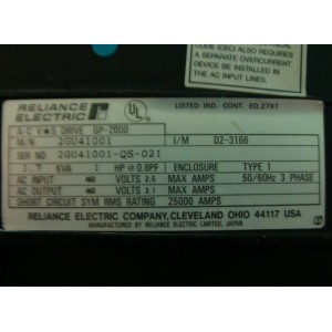 RELIANCE ELECTRIC DRIVE CONTROLLER 2GU41001