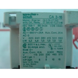 SPRECHER+SCHUH MOTOR STARTER RELAY CA3-16
