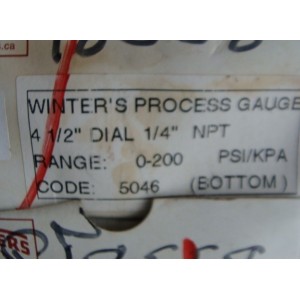 WINTERS GAUGE 4 1/2" DIAL 1/4 NPT RANGE 0-200 PSI