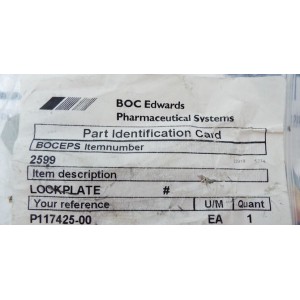 BOC EDWARDS PHARMACEUTICAL  LOCK PLATE  2599