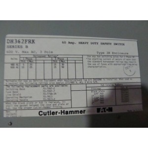 CUTLER HAMMER HEAVY DUTY SAFETY SWITCH DH362FRK