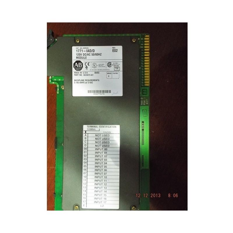 ALLEN BRADLEY MODULE 1771-IAD/D 96220673 A01 ALLEN BRADLEY MODULE 1771-IAD/D 96220673 A01
