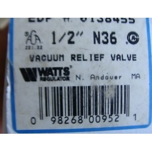 WATTS REGULATOR VACUUM RELIEF VALVE 5370-631-803