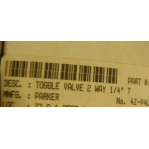 PARKER TOOGLE VALVE 2 WAY 1/4" T