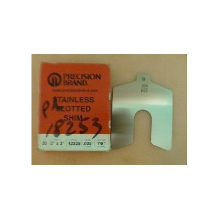 PRECISION BRAND STAINLESS 3" x 3" SLOTTED SHIM 7/8" 42325