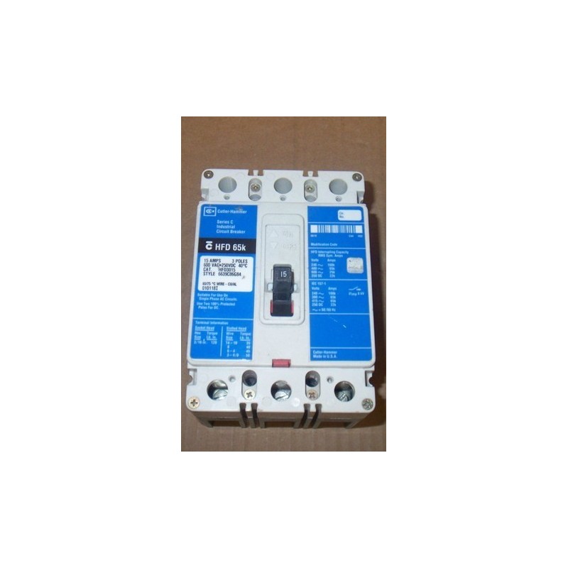 CUTLER HAMMER HFD3015 CIRC BREAKER CUTLER HAMMER HFD3015 CIRC BREAKER