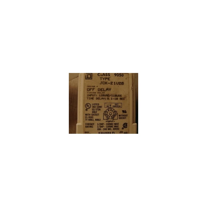 SQUARE D DELAY TIMING RELAY JCK-21V20