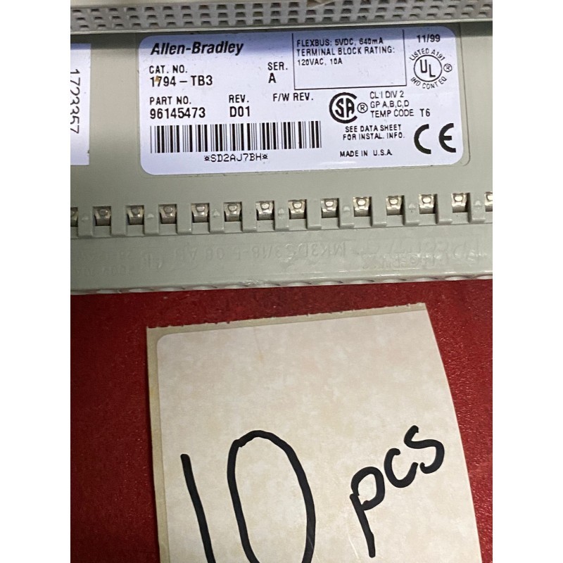 ALLEN BRADLEY FLEX I/O INPUT MODULE 1794-TB3 ALLEN BRADLEY FLEX I/O INPUT MODULE 1794-TB3