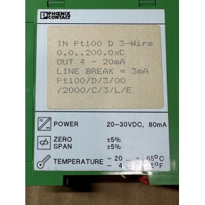 Phoenix Contact IN PT100 D 3-WIRE 0.0..200.0XC