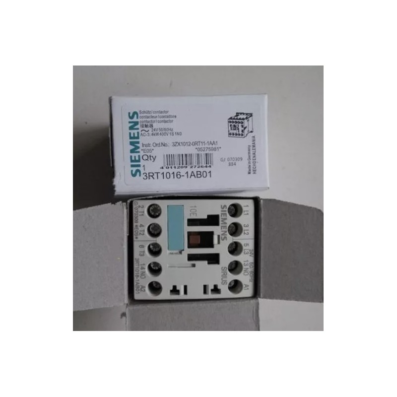 SIEMENS 3RT1016-1AB01 Contactor | 24V AC 3-Pole | SIRIUS SIEMENS 3RT1016-1AB01 Contactor | 24V AC 3-Pole | SIRIUS