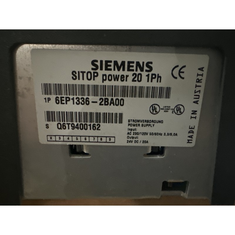 Siemens 6EP1 336-2BA00 SITOP Power Supply - 24V DC, 20A Siemens 6EP1 336-2BA00 SITOP Power Supply - 24V DC, 20A