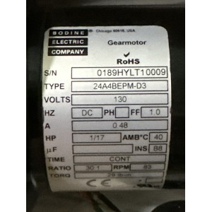 Bodine 24A4BEPM-D3 DC Gearmotor – High Torque and Adjustable Speed