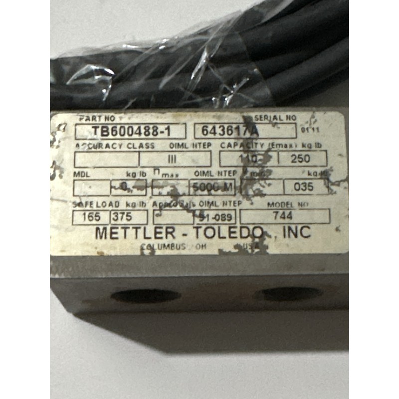 METTLER TOLEDO TB600488-1 Compression Load Cell - 250 lbs Capacity METTLER TOLEDO TB600488-1 Compression Load Cell - 250 lbs Capacity