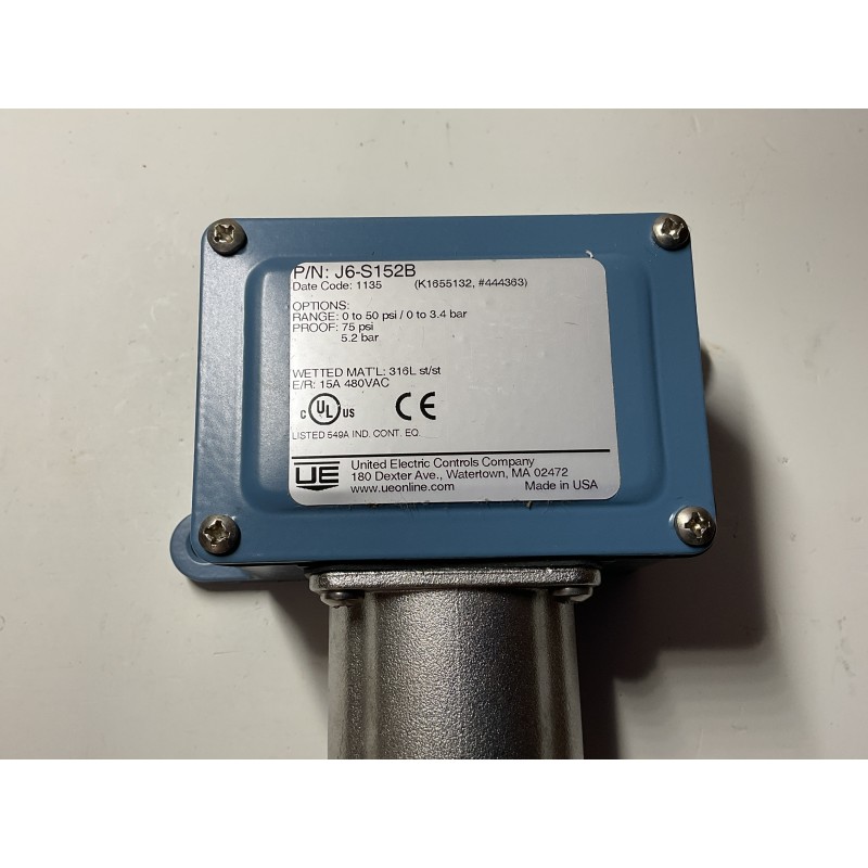 United Electric J6-S152B Pressure Switch – 0 to 50 psi Adjustable Range United Electric J6-S152B Pressure Switch – 0 to 50 psi Adjustable Range