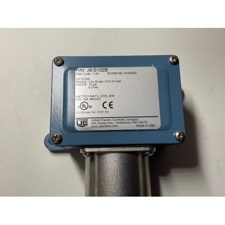 United Electric J6-S152B Pressure Switch – 0 to 50 psi Adjustable Range
