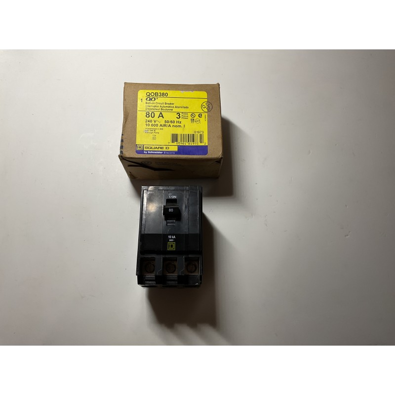 Square D QOB380 80A 3-Pole Circuit Breaker – 120/240V Square D QOB380 80A 3-Pole Circuit Breaker – 120/240V