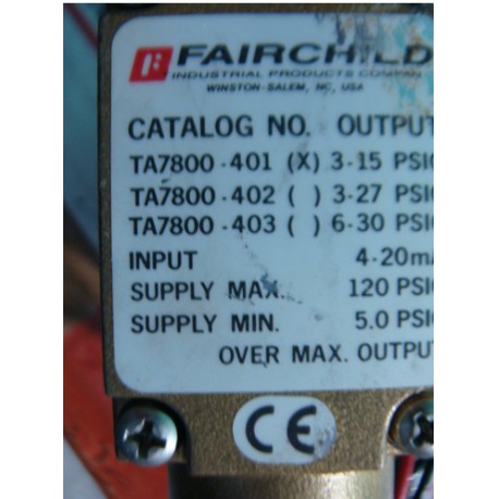 FAIRCHILD INDUSTRIAL TA7800 PROD MODEL T7800 I/P, E/P TRANSDUCER