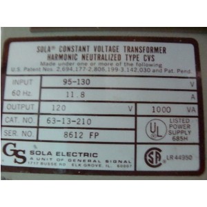 SOLA ELECTRIC MINI MICRO COMPUTER REGULATOR 63-13-210