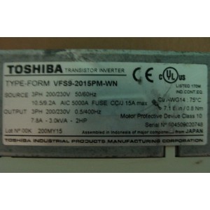 TOSHIBA TRANSISTOR INVERTER VFS9-2015PM-WN