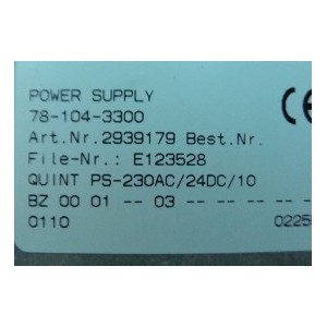 PHOENIX KLEMMEN POWER SUPPLY 2939179