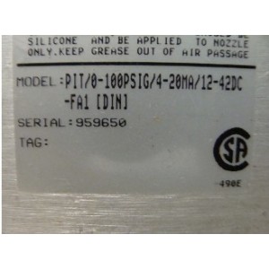 MOORE PIT/0-100 PSIG/4-20MA/12-42DC-FA1 959650