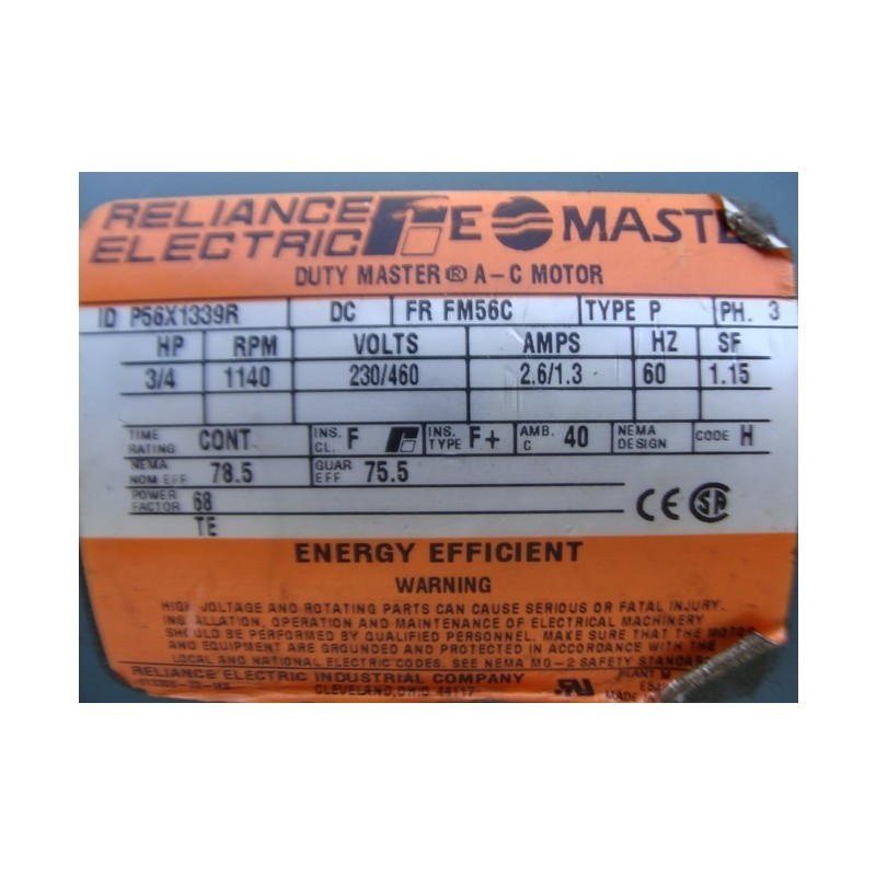 RELIANCE ELECTRIC DURY MASTER P56X1339K RELIANCE ELECTRIC DURY MASTER P56X1339K