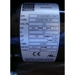 BODINE ELECTRIC GEAR MOTOR 33ASBEPM-W3