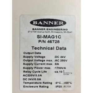  Banner SI-MAG1C Relay 46728