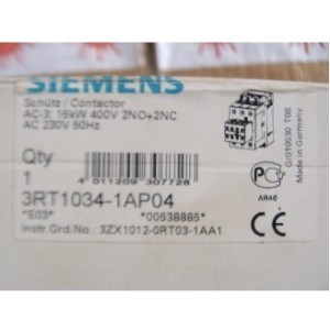 SIEMENS 3RT1-034-1AP04 CONTACTOR AC-3: 15kW 400V