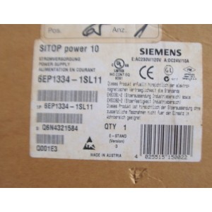 SIEMENS 6EP1-334-1SL11 POWER SUPPLY 10AMP 120VAC IN 24VDC OUT