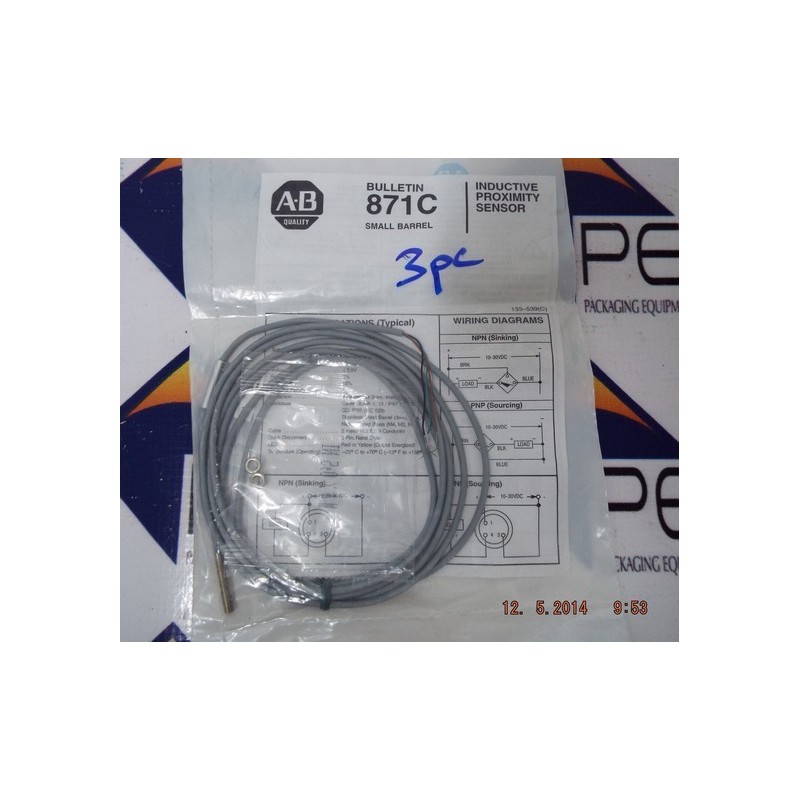 ALLEN BRADLEY INDUCTIVE PROXIMITY SENSOR 871C-D1NN4-E2 SER A ALLEN BRADLEY INDUCTIVE PROXIMITY SENSOR 871C-D1NN4-E2 SER A